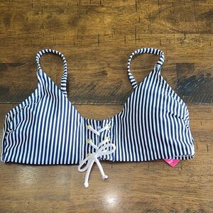 Xhilaration Navy and White Striped Bikini Top